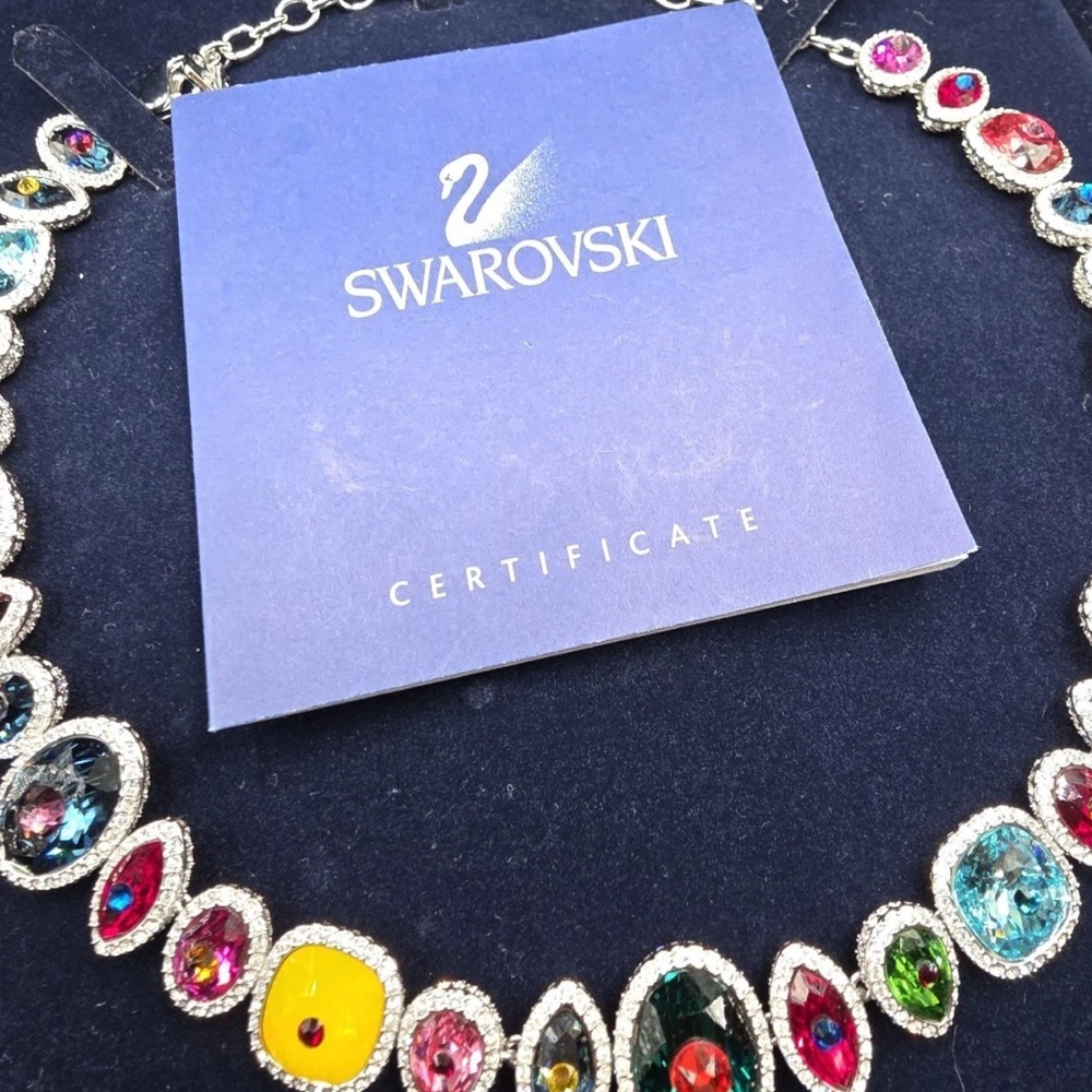 Rare Authentic Swarovski Vibrant Multicolor Necklace Collar. - Picture 3 of 8